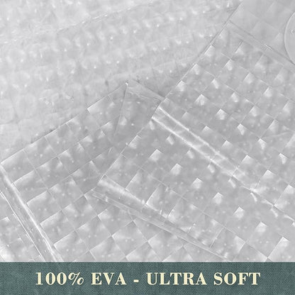 No Hook Shower Curtain or Liner, Standard Size 71 x 74, Square | 8G Heavy Duty, Grid Bathroom Shower Curtain, No Hooks Required, Waterproof Plastic & PVC Free