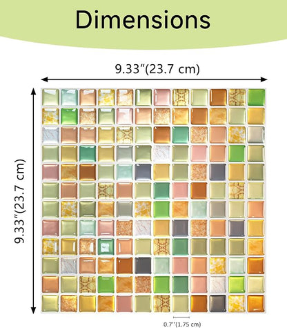 3D Mosaic Tile Sticker Removable Wallpaper Tile, 3D Self Adhesive Wall Tiles Bathroom Wall Tiles for Kitchen Backsplash Sunny Yellow,PVC Square Decorative Vinyl Decals,4 Sheets