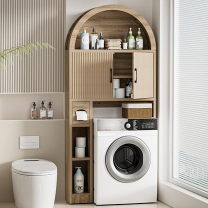 Spurgehom Over Toilet Storage Cabinet, Bathroom Arch Organizer,Wood | Freestanding Arch Bathroom Cabinet with Anti-Tipping Safety Kit, Space-Saving Toilet Storage Shelf, Toiletries Organization.
