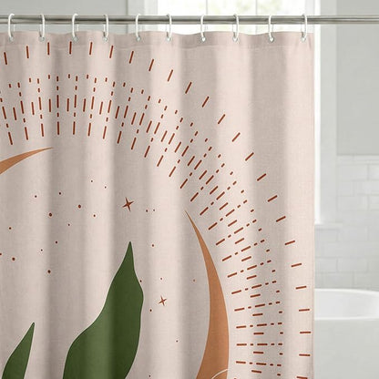 Americanflat 71x74 Boho Shower Curtain - Water-Resistant Long Shower Curtain with Durable Metal Grommets and 12 Hooks - 100% Polyester - Sage Green, Terracotta, Blush Pink and Rust Red