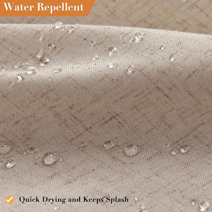 Extra Long Linen Shower Curtain for Bathroom 80 Inch Sand Beige | Weighted Fabric Bath Curtains with Hooks, Water Repellent, Neutral Boho Farmhouse, Simple Luxury Shower Decor, 1 Panel, 72x80