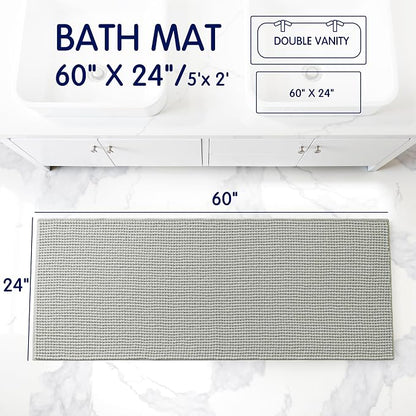 SUBRTEX Bathroom Rugs, 24" x 60" Chenille Bath Rug Soft Short Plush Bath Mat Soft Shower Mat Water Absorbent Shower Mat Quick Dry Machine Washable, Light Gray