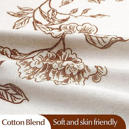 MitoVilla Brown Farmhouse Shower Curtain Set, Cotton Floral Hummingbird Cottagecore Spring Shower Curtains for Bathroom, Modern Country Bathroom Décor, 72" W x 72" L