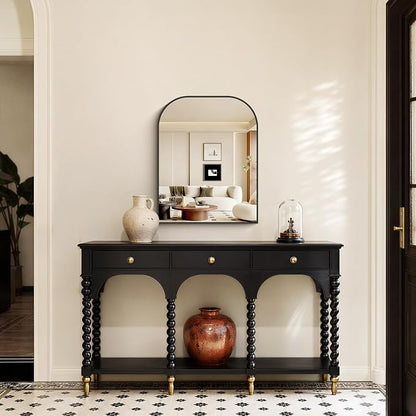 YIROMAN Bathroom Mirrors for Over Sink,24"x30" Black Frame Vanity Mirror,Rectangular Wall Mounted Mirror with Rounded and Right-Angle Corners for Entryway,Living Room,Bedroom,Fitting Room