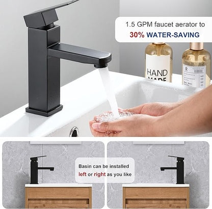 16" Bathroom Vanity Sink Combo for Small Space, Wall Mounted Bathroom Cabinet Set with White Resin Basin Sink Top Black Faucet Pop Up Drain Nature