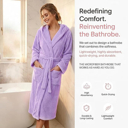 PJGGZ Hooded Bathrobes for Women, Soft Long Towel Robes for Women - Quick Dry yet Warm