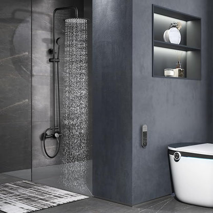 Shower Faucet - Shower Faucets Sets Complete, Shower System - Outdoor Shower Kit/Outdoor Shower Enclosure/Outdoor Shower Fixtures W/ SS304 Shower Head with Handheld High Pressure, Matte Black