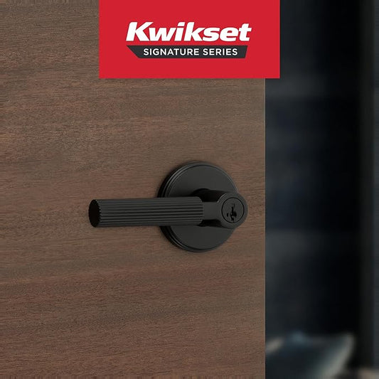 Kwikset Mirada Round Keyed Entry Door Knob with Lock and Key, Secure Keyed Handle Exterior Doorknob, Front Entrance and Bedroom, Matte Black, Pick Resistant SmartKey Rekey Security