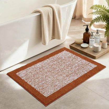 Bathroom Rugs 30x20 Non Slip Washable, Bath Mat for Bathroom Floor Tub, Soft Absorbent Quick Dry Mats for Shower, Bathtub,Home Decor(Coral Orange)