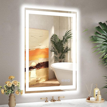 30x36 LED Bathroom Mirror, 6000LM, Separate Front and Back Lights | UL Certified,Shatter-Resistant Tempered Glass,Auto-Off Defogger,3 Color Modes,Smooth Dimming,Smart Memory Setting