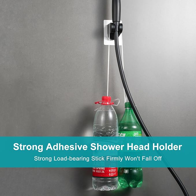 GwernKB Handheld Black Shower Head with Hose and On Off Switch,Water Saving | 3 Mode High Pressure Spray,for RV Camper,Bathroom,No Drilling Wall Mount Adhesive Shower Holder,Hose Guide Ring,No Hurt Wall