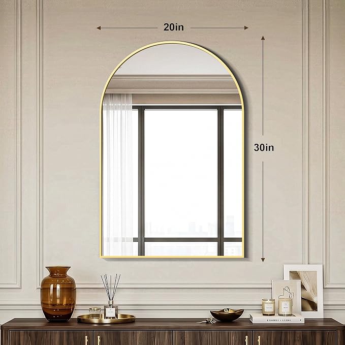 AMOISE Arched Bathroom Mirror for wall, 2 Pack 30"x20" Vanity Mirror, Gold | Metal Frame, HD Glass, Over Sink Mirror for Bathroom, Entryway, Living Room & Bedroom