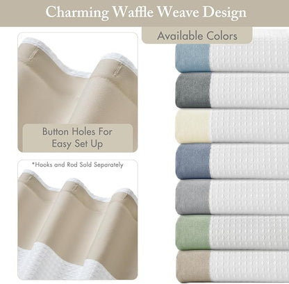 Madison Park Spa Waffle Weave Long Shower Curtain, 72 x 78, Taupe | Striped, Pieced Fabric Design, 3M Scotchgard Moisture Management, Hotel Quality, Modern, for Bathroom, OEKO-TEX Certified