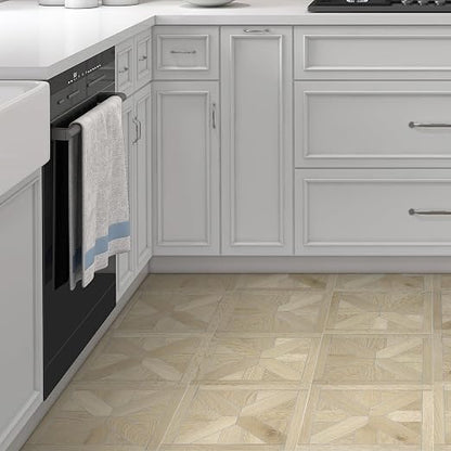 12-Pack Peel and Stick Floor Tile, 12" x 12" Pinwheel SPC Self-Adhesive Luxury Vinyl Flooring, Wood-Look Groutable Backsplash Tile for Kitchen Bathroom, Natural Oak, Covers 12 Sq. Ft.