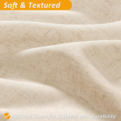 Linen Shower Curtain 78 Inches for Bathroom Ivory Double Layer | Curtains with Hook, Snap in Liner, Water Repellent, Boho Farmhouse, Neutral Bath Decor, 1 Panel, 72x78