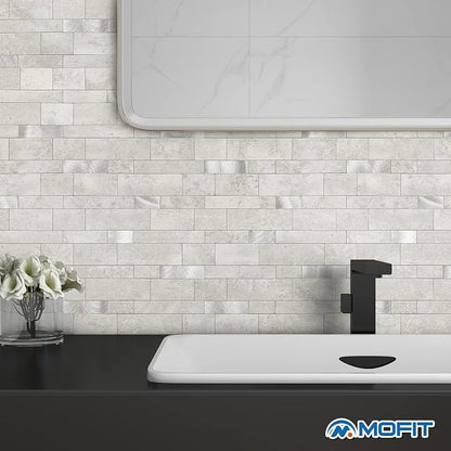 Stone Peel Stick Backsplash Tiles Kitchen Wall Cement Grey 5pcs