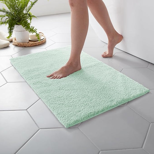 MARTHA STEWART Drylon Microfiber Bath Rug - 1 Piece, Ultra Soft Plush, Non-Slip, Thick, Washable Bathroom Rugs, Home Decor Accessories, Household Essentials, Small Bath Mat, 17" x 24", Aqua