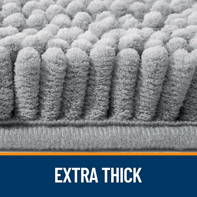 OLANLY Bathroom Runner Rugs 47x17, Extra Soft Absorbent Chenille Bath Rugs | Grey, Quick-Drying Rubber Backing, Machine Washable Long Bath Mat for Bathroom Floor, Tub and Shower, Home Decor Accessories