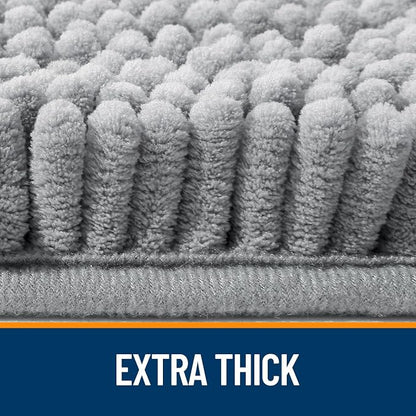 OLANLY Bathroom Runner Rugs 47x17, Extra Soft Absorbent Chenille Bath Rugs | Grey, Quick-Drying Rubber Backing, Machine Washable Long Bath Mat for Bathroom Floor, Tub and Shower, Home Decor Accessories