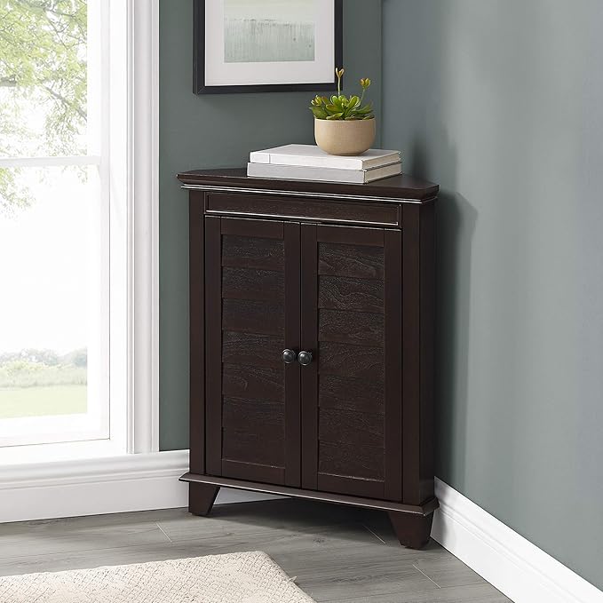 Crosley Furniture Lydia Corner Storage Cabinet and Bathroom Organizer with Shelves, Espresso