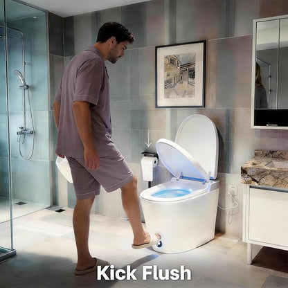 ‌VANCOCO Smart Toilets with Built-in Bidet,One-Piece Toilets with Toilet Bidet,Smart Toilets and Bidets with Night Light & Heated Seat,Warm Water Wash & Air Dryer
