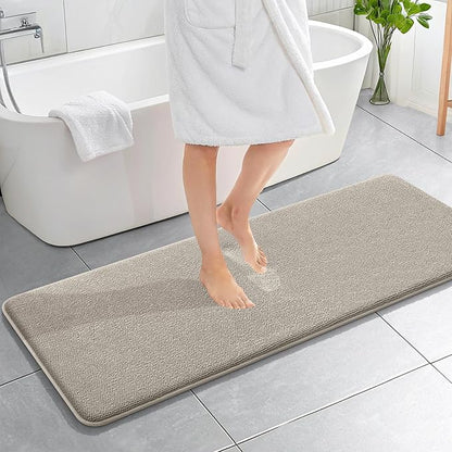 OLANLY Memory Foam Bathroom Runner Rugs 59x20, Long Bath Mats, Warm Taupe | Soft Quick Dry Bath Rugs, Non-Slip, Absorbent Machine Washable Mat for Bathroom Floor, Tub and Shower, Home Decor Accessories