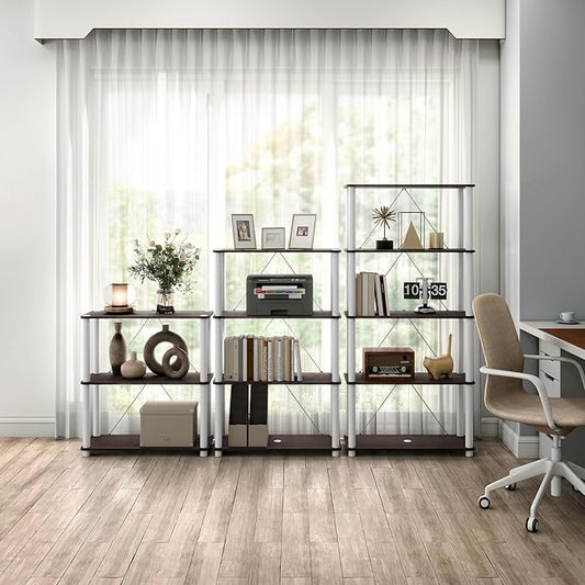 Homes: Inside + Out Apexa Modern 4-Tier Wide Shelving Units, Collectibles Display Shelves, Easy Assembly Standing Shelf, Home Storage Organizer for Living Room, Bedroom, Office, Espresso