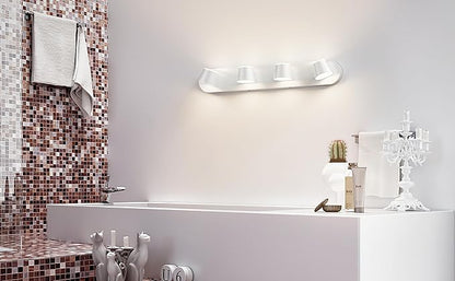 URSOLA 4 Light Bathroom Vanity Light LED White Wall Light Fixtures Up and Down Rotatable Dimmable 27 inch Bathroom Lighting