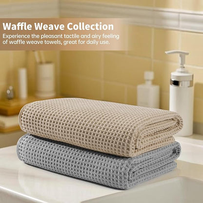 MICROFI New Microfiber Waffle Bath Towels, 2 Pieces, Soft, Absorbent, Fast Drying, Lint Free 430 GSM (30''x60''/76cm x 152cm)