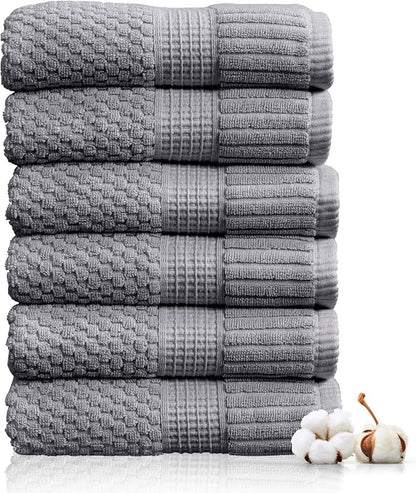 6 Pack 100% Cotton Hand Towels | Grey Towels | Oeko‑TEX Standard 100 | Soft & Absorbent, Quick‑Dry | Trinity Collection - Charcoal