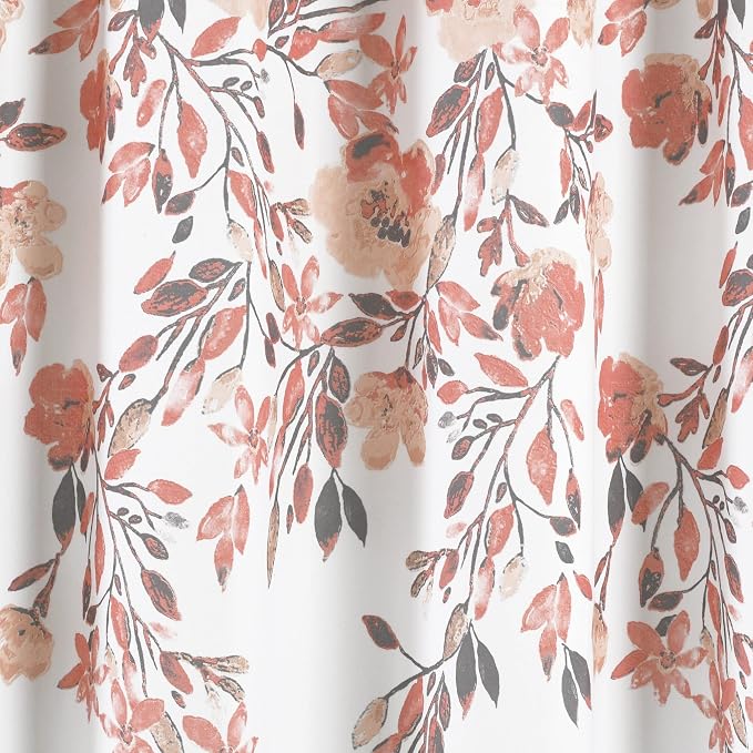 Lush Decor Tanisha Shower Curtain, 72" W x 72" L, Blue & Gray - Light Blue Flower Vine Print - Beautiful & Elegant Floral Shower Curtain - Modern Farmhouse, Cottage & French Country Bathroom Decor
