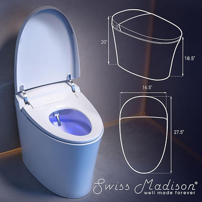 Swiss Madison Viro V20 Smart Toilet 12” Rough-in ADA Height in Glossy White with Foam Shield, Integrated Tank, Auto Open/Close, Foot Sensor