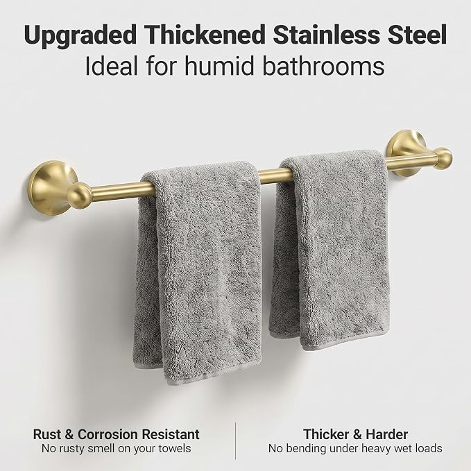 24-Inch Wall Mounted Towel Racks for Bathroom, 4-Piece Towel Bar Set | Rust-Resistant SUS 304 Stainless Steel, 4-Piece Towel Bar Set, Space-Saving Design, Easy Mount for Bath Towel Storage Home