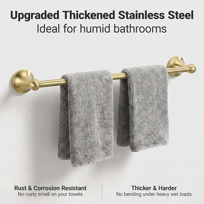 24-Inch Wall Mounted Towel Racks for Bathroom, 4-Piece Towel Bar Set | Rust-Resistant SUS 304 Stainless Steel, 4-Piece Towel Bar Set, Space-Saving Design, Easy Mount for Bath Towel Storage Home