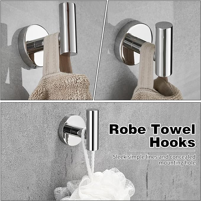 20pcs Brushed Nickel Bathroom Hardware Set | Including 16" Hand Towel Bars, Toilet Paper Holders, Towel Rings, Robe Towel Hooks