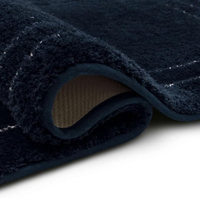 Mohawk Home Corona Casual Geometric Navy Blue 1' 5" X 2' Machine Washable Bath Mat Perfect for Bathroom