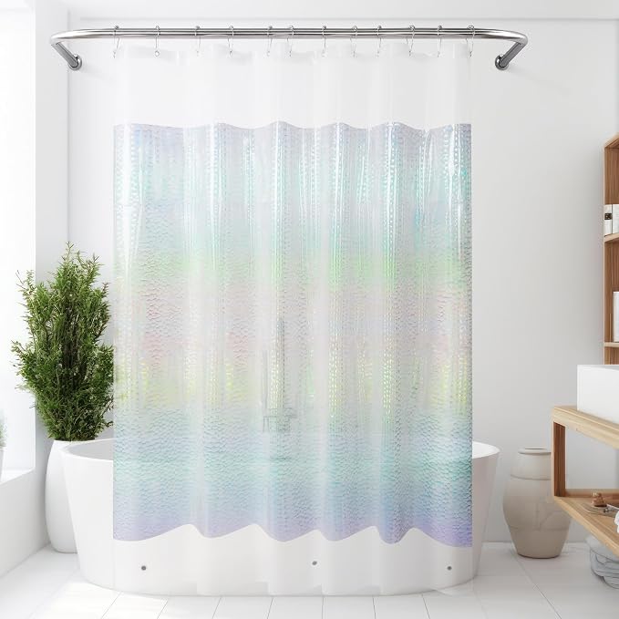 Mrs Awesome 72x72 Shower Curtain Liner Holographic | 3 Bottom Magnets,12 Rustproof Grommets,Glitter Water Proof Lightweight PEVA,72W x 72H for Bathroom