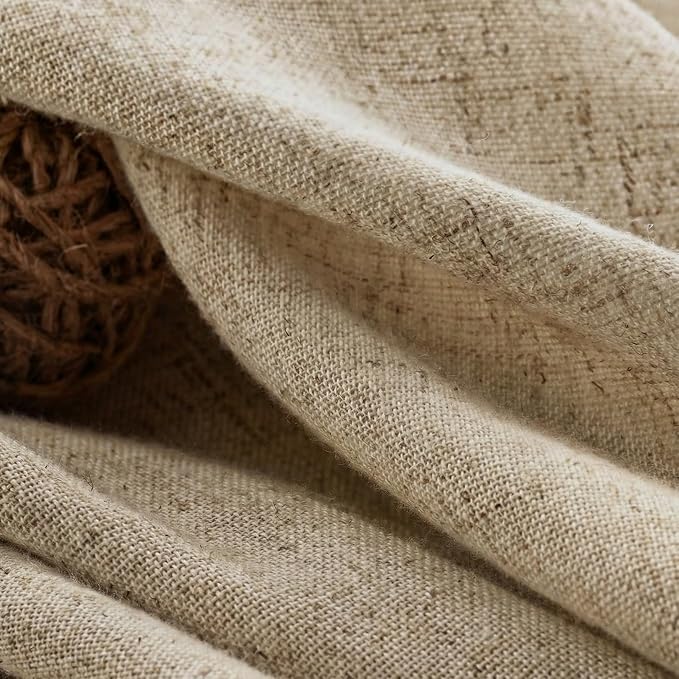 Farmhouse Shower Curtain Ruffle Linen Flax Khaki 72" W x 72" L | Linen Fabric, Farmhouse Boho, Bottom Ruffle, Rustic, Country, Natural Look, Washable, Shower Curtain for Bathroom Bathtub