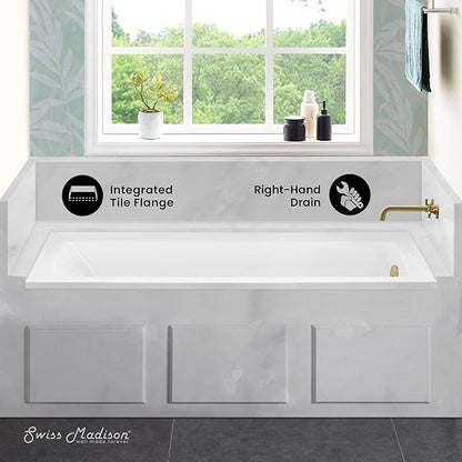 Swiss Madison Voltaire 60" x 30" Right-Hand Drain Alcove Bathtub