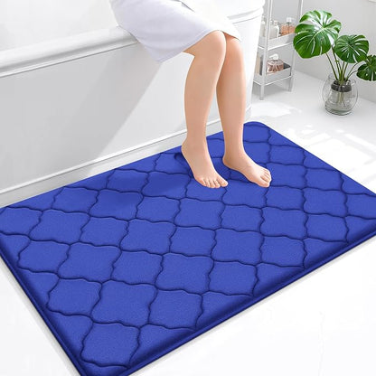 OLANLY Memory Foam Bath Mat Rug 47x32, Ultra Soft and Absorbent Bathroom Rugs, Non-Slip, Comfortable, Machine Washable Bath Carpet for Bathroom Floor, Tub Shower and Home Decor Accessories, Royal Blue