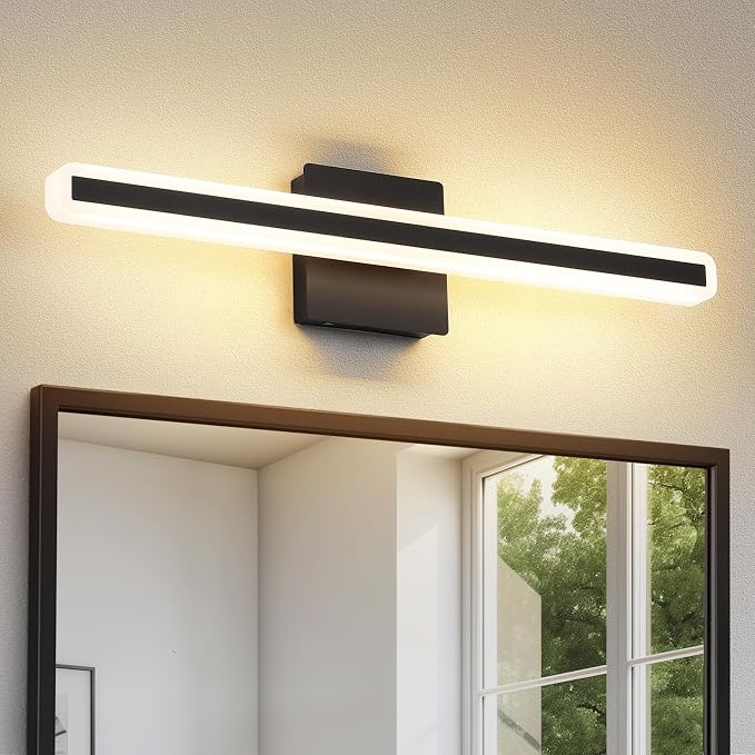 24 inch Black Bathroom Light Fixture 5 Color Temperature Dimmable LED Vanity Lights Bathroom Vanity Lights Over Mirror Light Bar Vanity Lighting Fixtures 5CCT