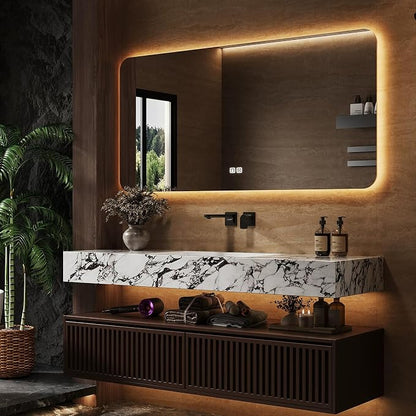 40 Inch Floating Bathroom Vanity with Single Sink, Modern Design, 2 Soft-Close Drawers, with Smart LED Defog Mirror, Wall-Mounted Bath Room Vanities for Large Bathrooms, Fully Pre-Assembled