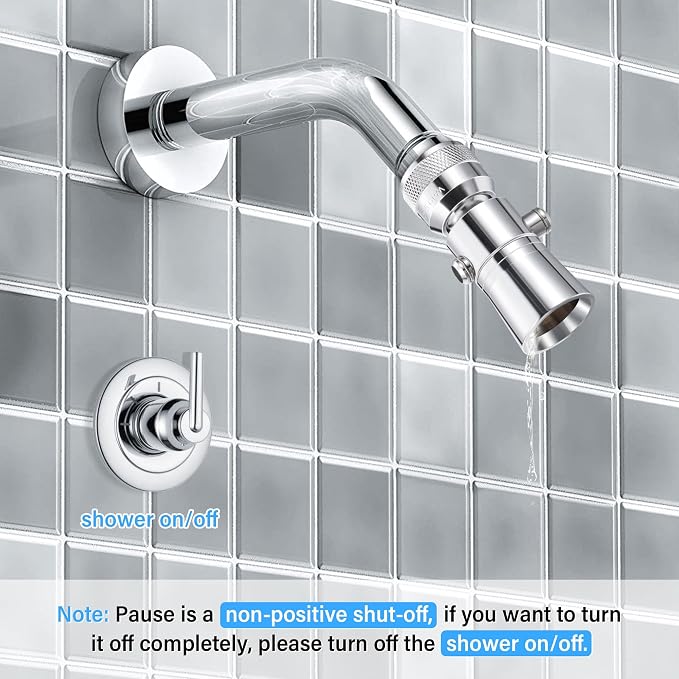 Enhon 2 Setting Spray Shower Head compatible with Delta 52652-PK, 1 Set | 2 Setting Full Spray & Pause, 2.5 GPM Brass Water Saving Shower Head, Stainless Steel Polished Chrome, 1" Diameter Spray Face