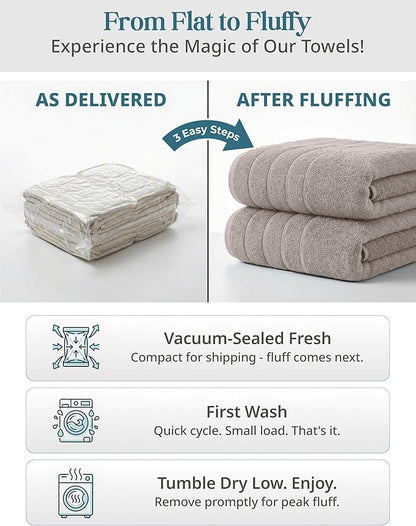 Casa Platino Bath Sheets 4 Pack (36"x 72"), 100% Ring Spun Cotton Bathroom Towels, Soft Absorbent Bath Sheet Sets, Quick Drying Towels - Platinum
