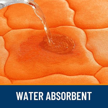 OLANLY Memory Foam Bath Mat Rug 30x20, Ultra Soft and Absorbent Bathroom Rugs, Non-Slip, Comfortable, Machine Washable Bath Carpet for Bathroom Floor, Tub, Shower and Home Decor Accessories, Orange