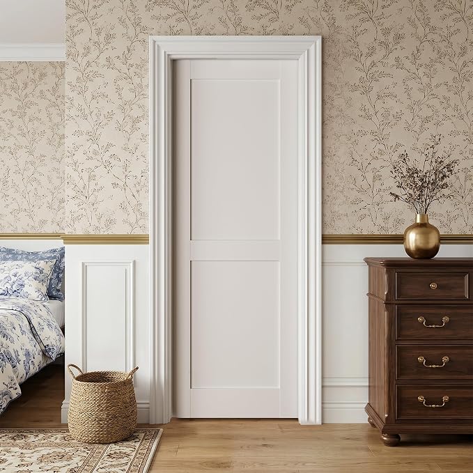 SMARTSTANDARD 30" x 80" Sliding Pocket Interior Door, Solid Core Door Slab | 2-Panel Pre-Assembled Door Slab with Soft Close Pocket Door Frame Kit, Easy Install, Durable and Smooth