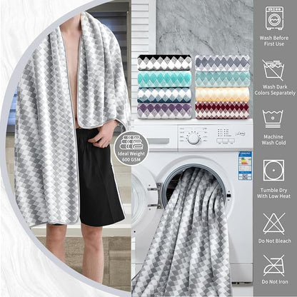 8 Piece Bathroom Towel Set Gray |2 Oversized Large Bath Towels Sheet,2 Hand Towels and 4 Washcloths| 600GSM Ultra Soft Luxury Premium Towel Set Highly Absorbent Quick Dry Hotel Towel Collection