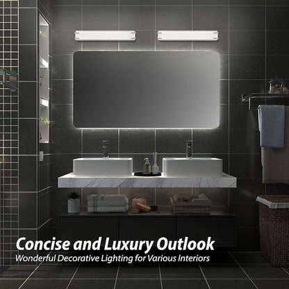Bathroom Light Fixture Over Mirror 24.4" Vanity Light with Milky White Lampshade 4000K Daylight Brushed Nickel Bath Bar (Brushed Nickel)