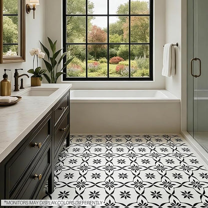 20-Pack Peel and Stick Floor Tile, 7.9”x7.9” Vinyl Flooring for Bathroom Kitchen, Waterproof Non-Slip Durable Self-Adhesive Easy DIY Removable No Residue White