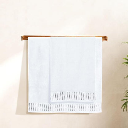 Cotton 2 Pack Oversized Bath Towel Set 28x55 inches, Large Bath Towels, Ultra Absorbant Compact Quickdry & Lightweight Towel, Ideal for Gym Travel Camp Pool - White